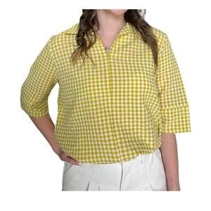 NEW BEFORE YOU gingham collared top in yellow